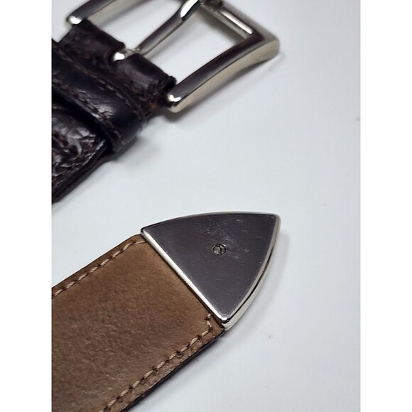 Talbots Womens Sz Large Cognac Brown Italian  Leather Belt Croc Embossed 30"-34" - Picture 8 of 13